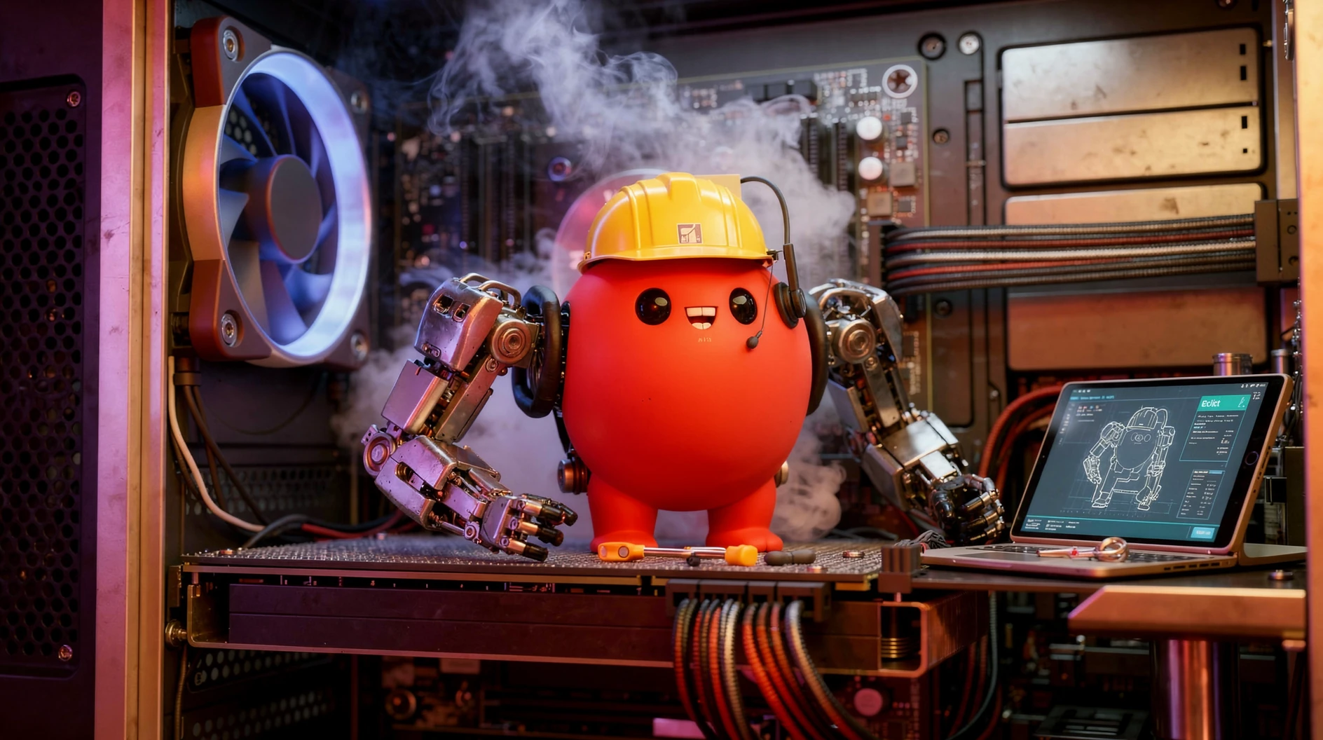 OpenClaw-Maskottchen erweitert sich selbst — Visualisierung autonomer Weiterentwicklung.